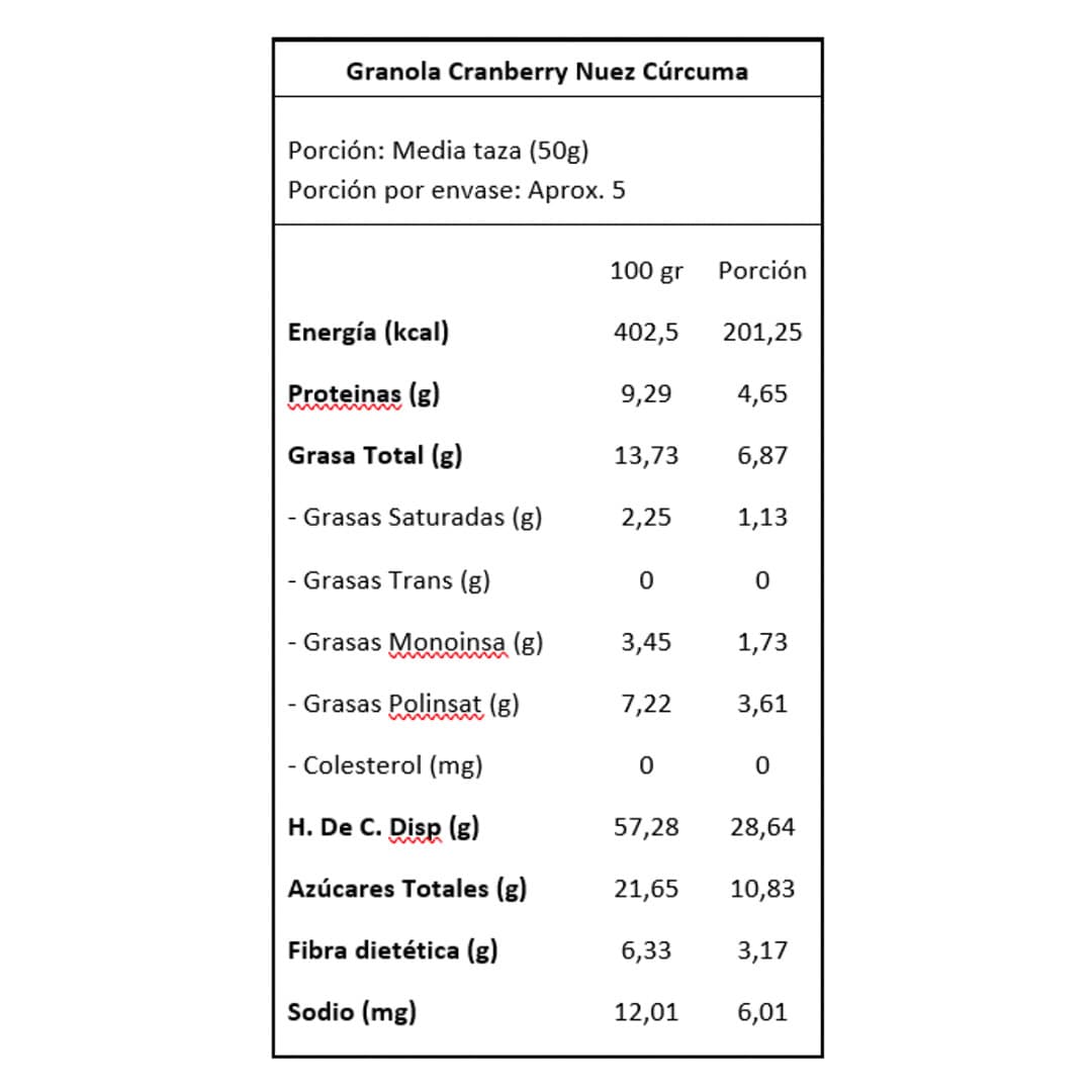 Granola Nat Cranberry, Nuez y Curcuma 250 grs._2