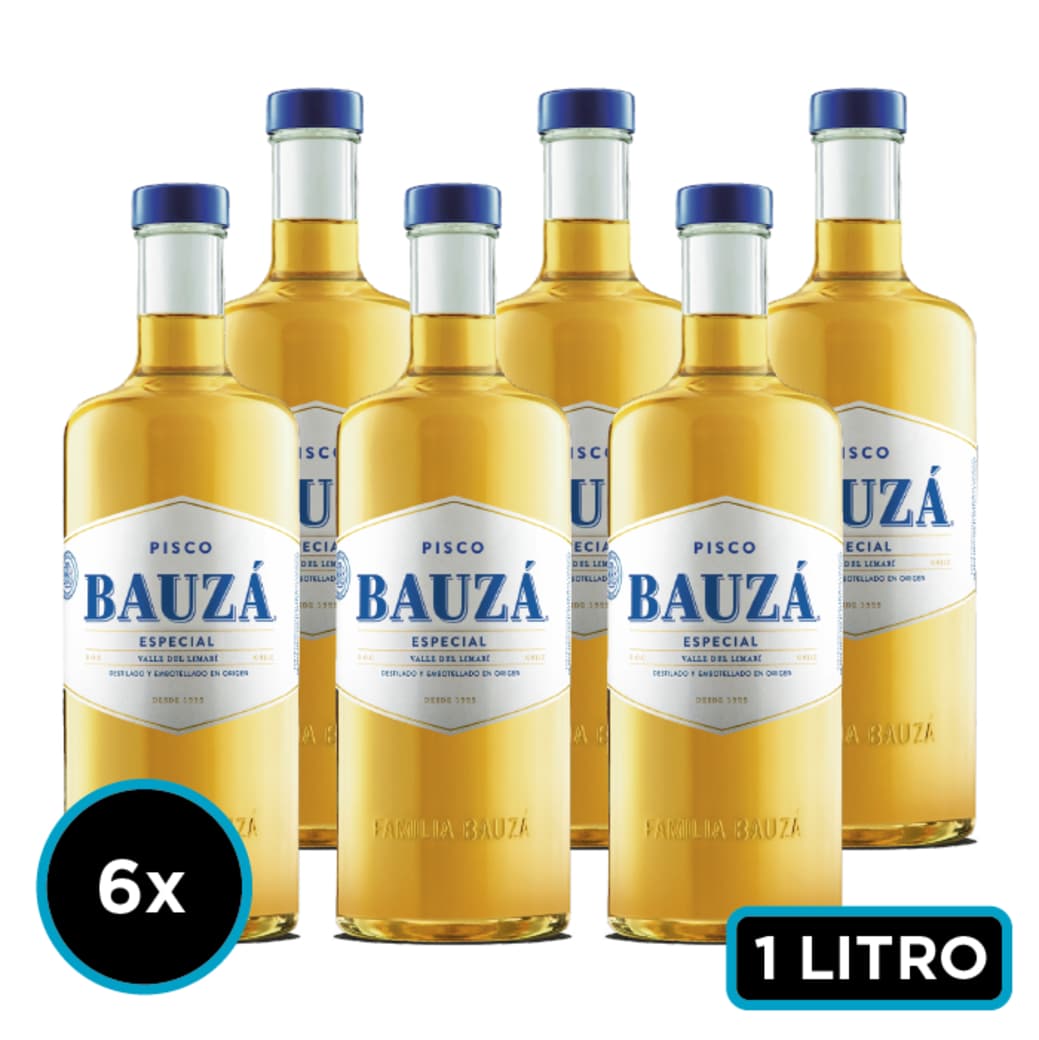 CAJA PISCO BAUZÁ 1 LiTRO: 6x Pisco Especial Bauza 1 Litro 35º alc._1