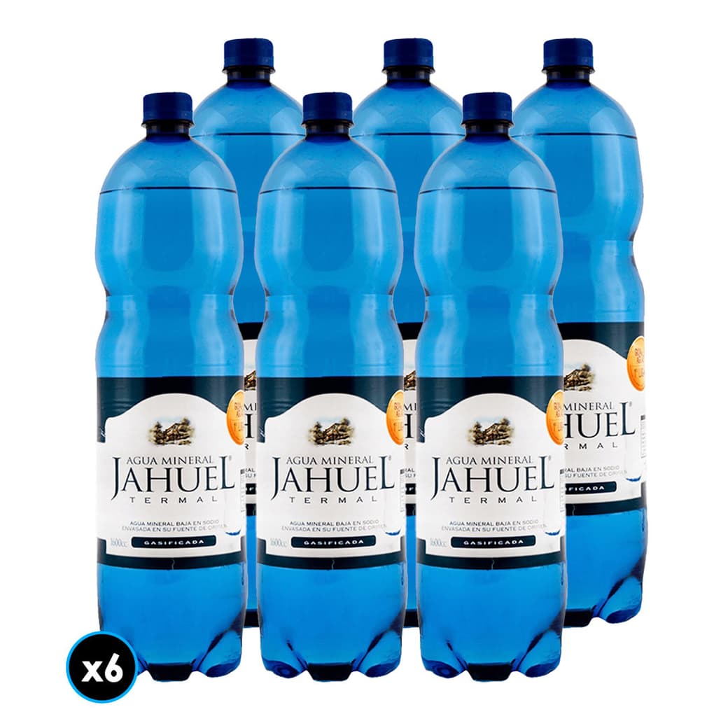 6x Agua Mineral Jahuel Con Gas 1,6 lts. _1