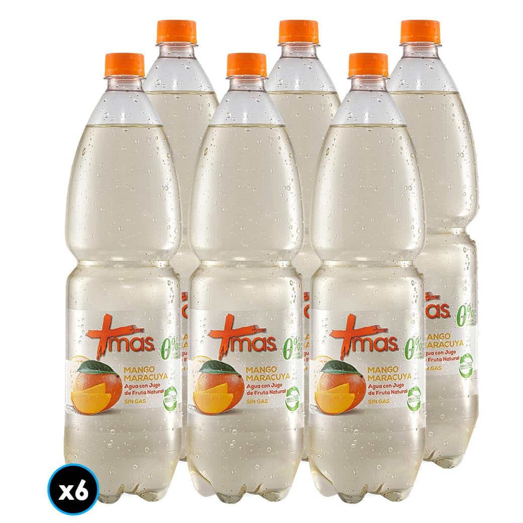 6x Agua Mas Mango Maracuyá Sin Gas 1.6 Litros_1
