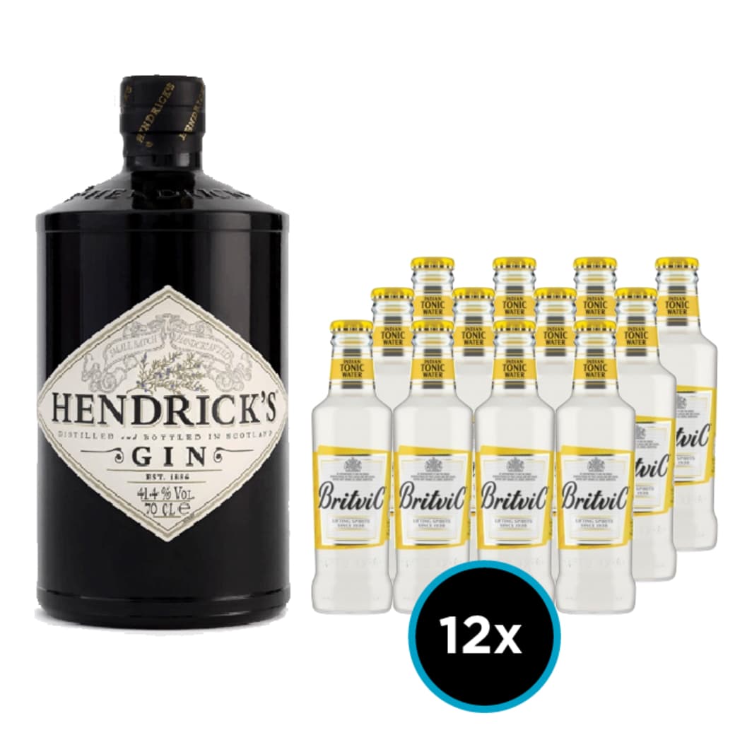 THE HENDRICKS PACK: Gin Hendricks 700cc 41,4º alc. + 12x Britvic Agua Tónica 200cc_1