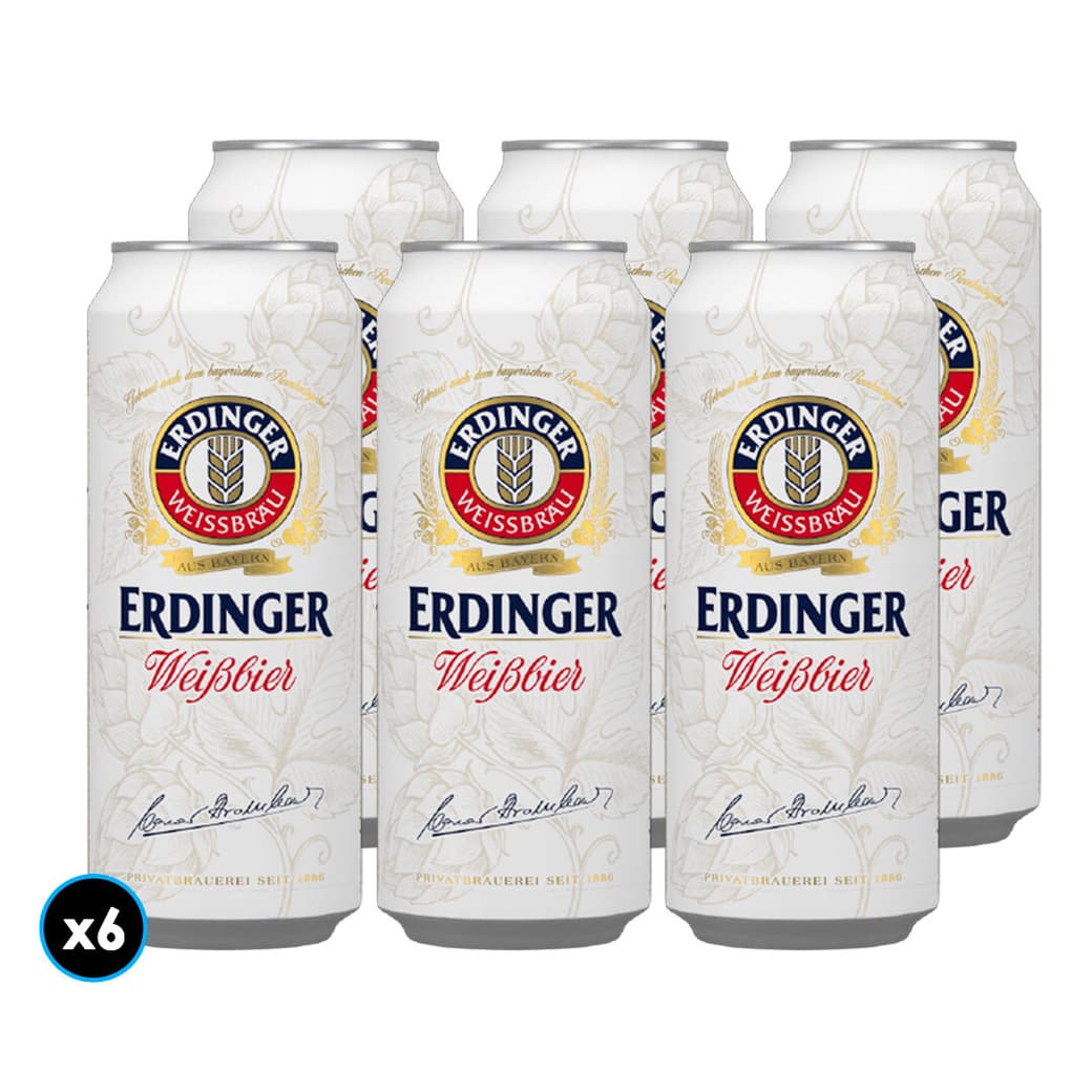 6x Cerveza Erdinger Weißbier Lata 500cc_1