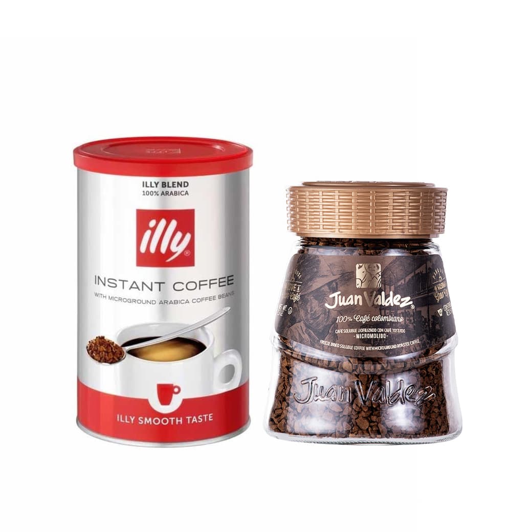 DUO JUAN VALDEZ - ILLY: 1x Café Juan Valdés Instantáneo Tradicional Liofilizado 95 grs. + 1x Café illy Instantáneo 95 grs._1