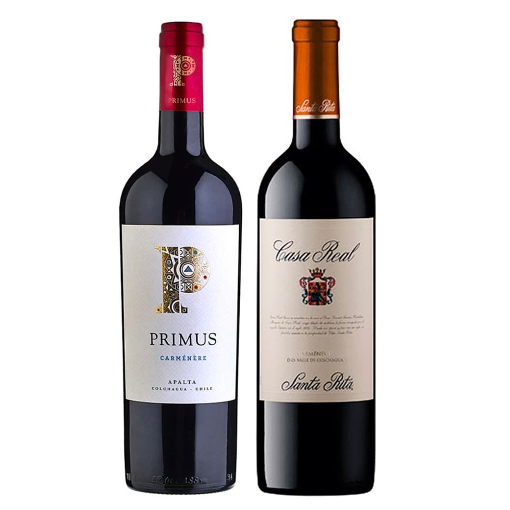 DUO PRIMUS CASA REAL: 1x Vino Primus Carmenere Orgánico 750cc + 1x Vino Casa Real Carmenere 750cc_1