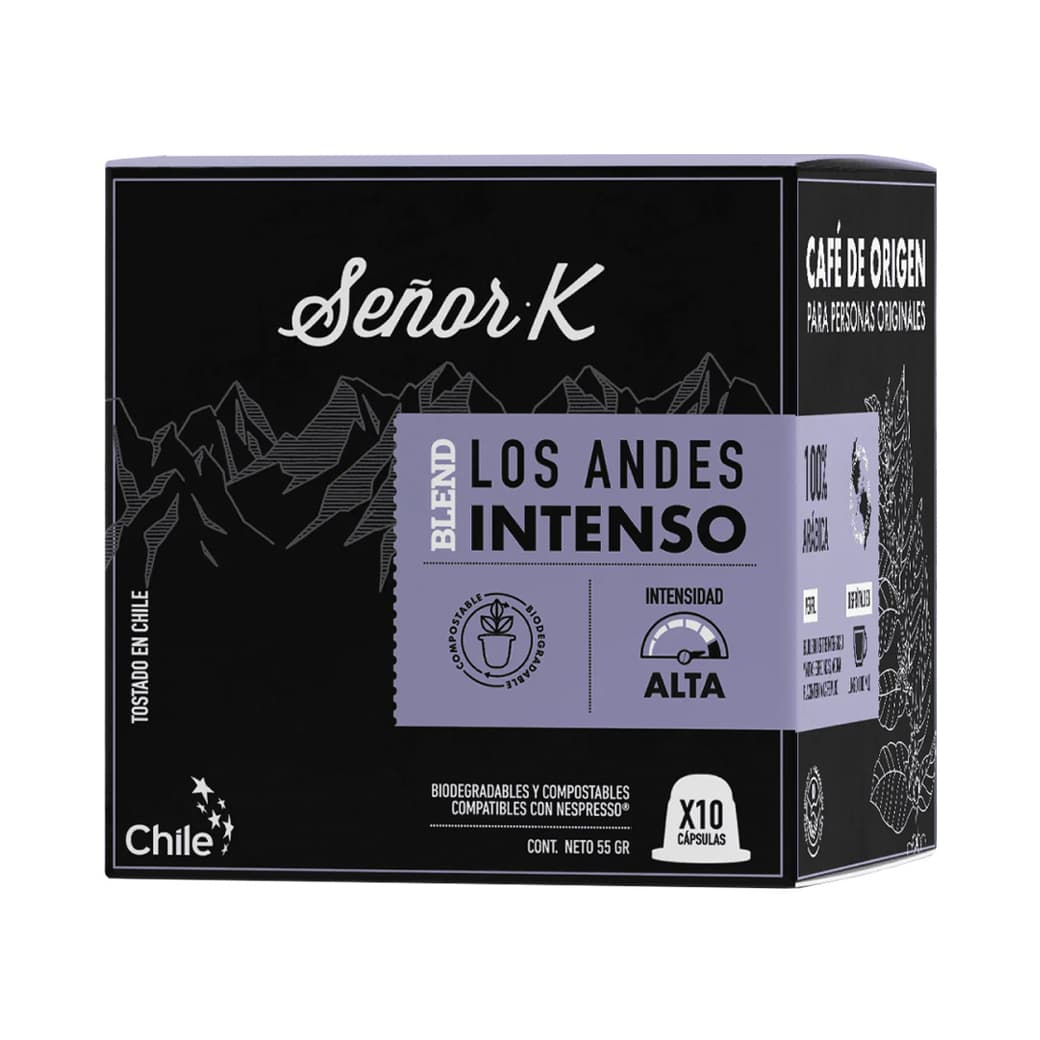 Cápsulas de Café Biodegradables Señor K Andes Intenso Nespresso® Compatible (10 Cápsulas)_1