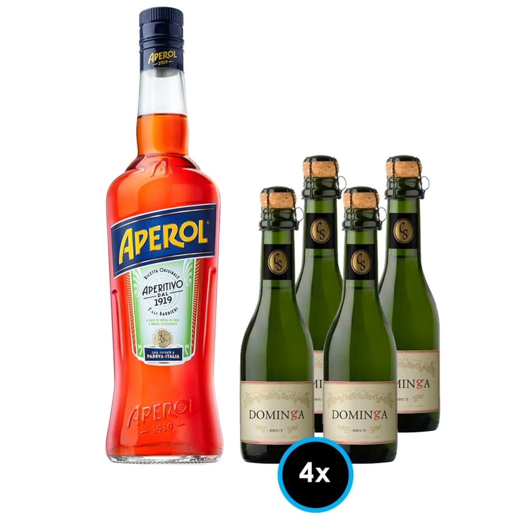 1x Licor Aperitivo Aperol 750cc + 4x Espumante Casa Silva Dominga Brut 375cc_1