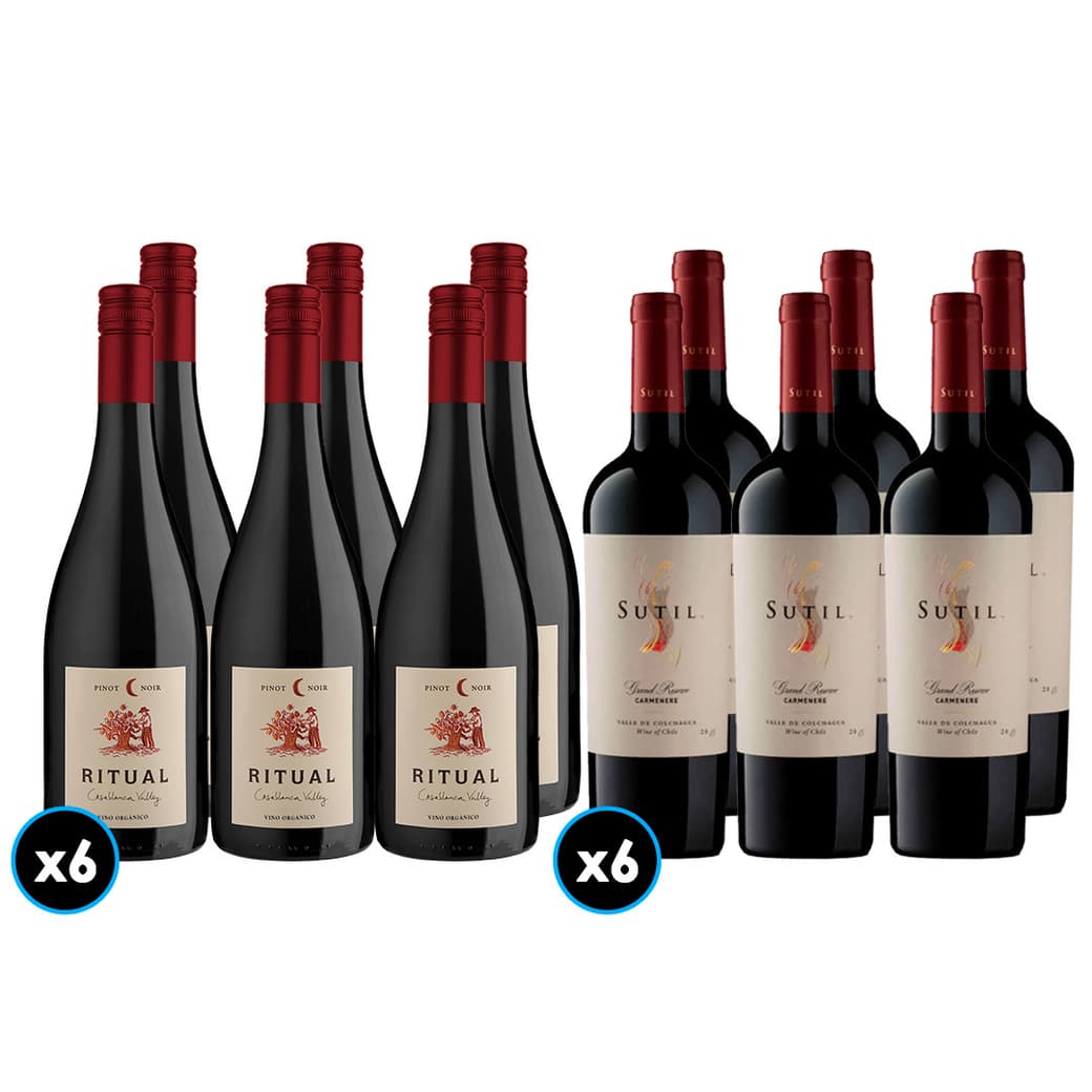 CAJA RITUAL SUTIL: 6x Vino Ritual Pinot Noir 750cc + 6x Vino Sutil Gran Reserva Carmenere 750cc_1