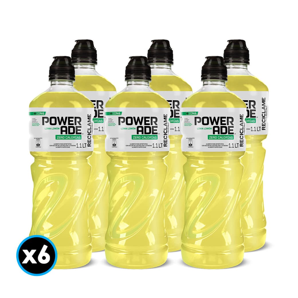 6x Bebida Isotónica Powerade Lima Limón Zero 1.1 Litros_1