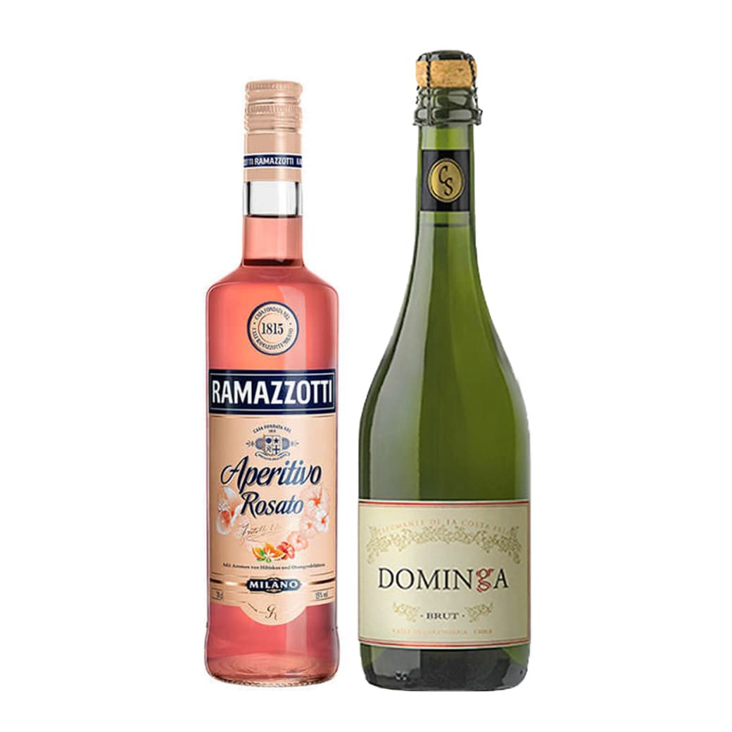 1x Licor Aperitivo Ramazzotti Rosatto 700cc + 1x Espumante Doña Dominga Brut 750cc_1