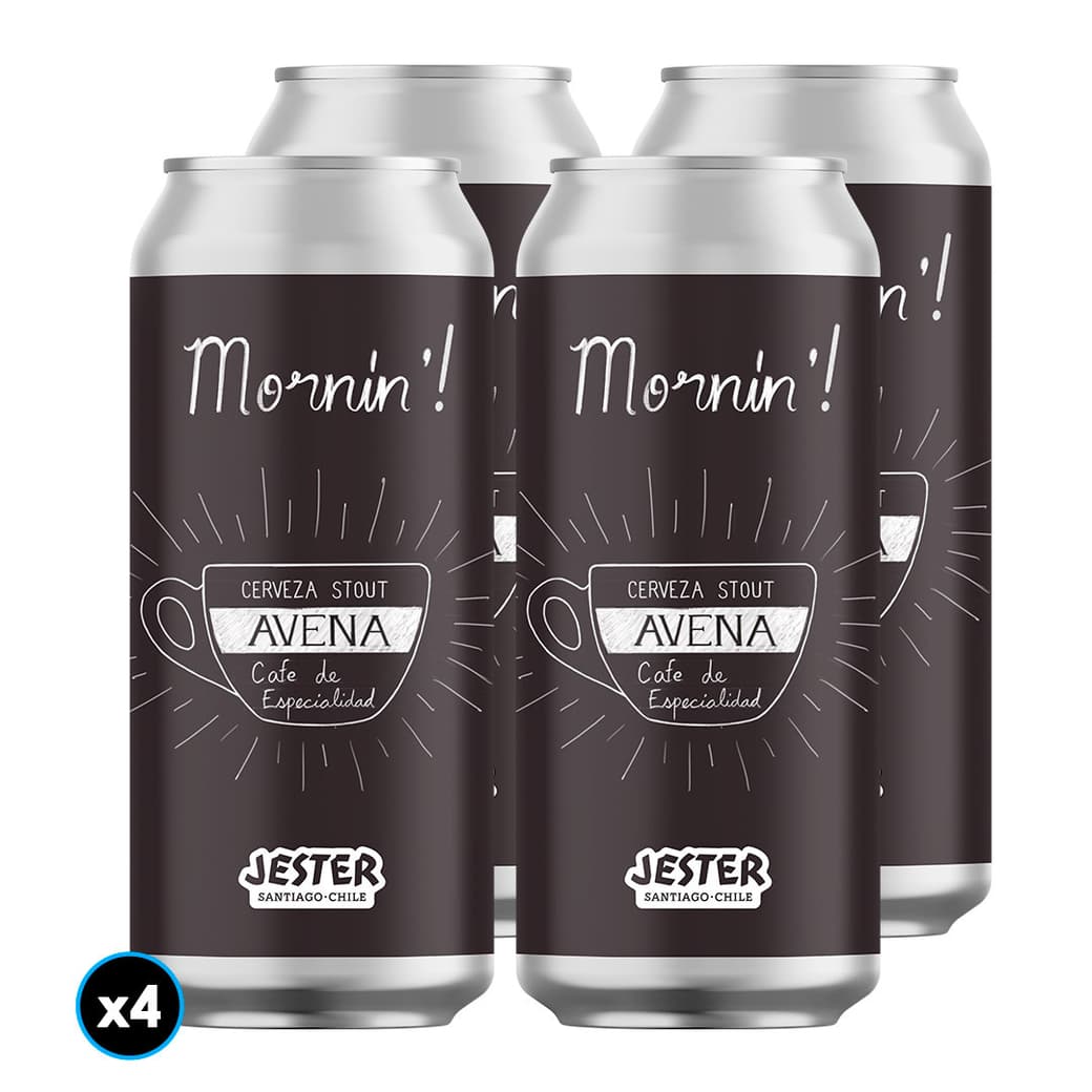 4x Cervezas Jester Mornin! Stout en Lata 473cc_1