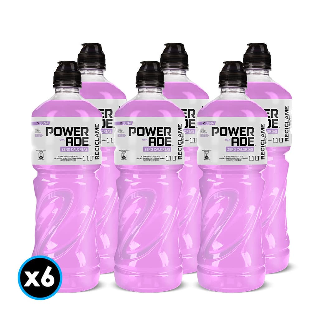 6x Bebida Isotónica Powerade Uva Zero 1.1 Litros_1