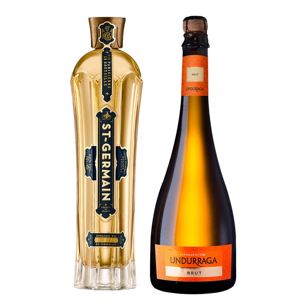 PACK SAINT GERMAIN - UNDURRAGA BRUT: 1x Saint Germain Licor de Flores de Sauco 750cc + 1x Espumante Undurraga Brut 750cc_1