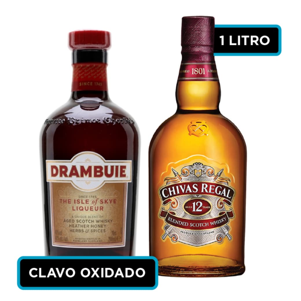 CLAVO OXIDADO: Licor Drambuie 750cc + Whisky Chivas Regal 12 Años 1 Litro 40º alc._1