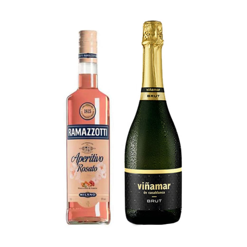 Pack Ramazzotti Viñamar: Licor Aperitivo Ramazzotti Rosato 700cc + Espumante Viñamar Brut 750cc_1