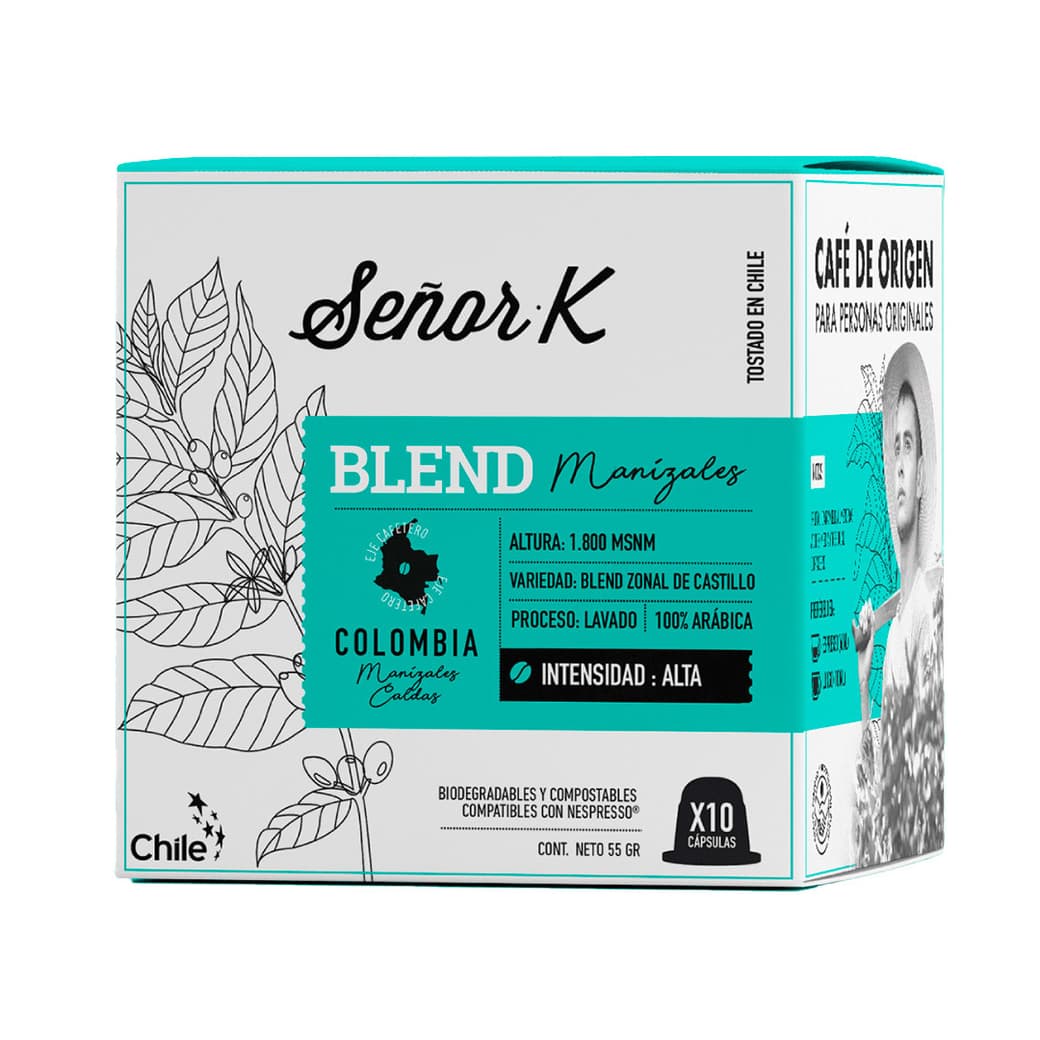 Cápsulas de Café Biodegradables Señor K Blend Manizales Nespresso® Compatible (10 Cápsulas)_1