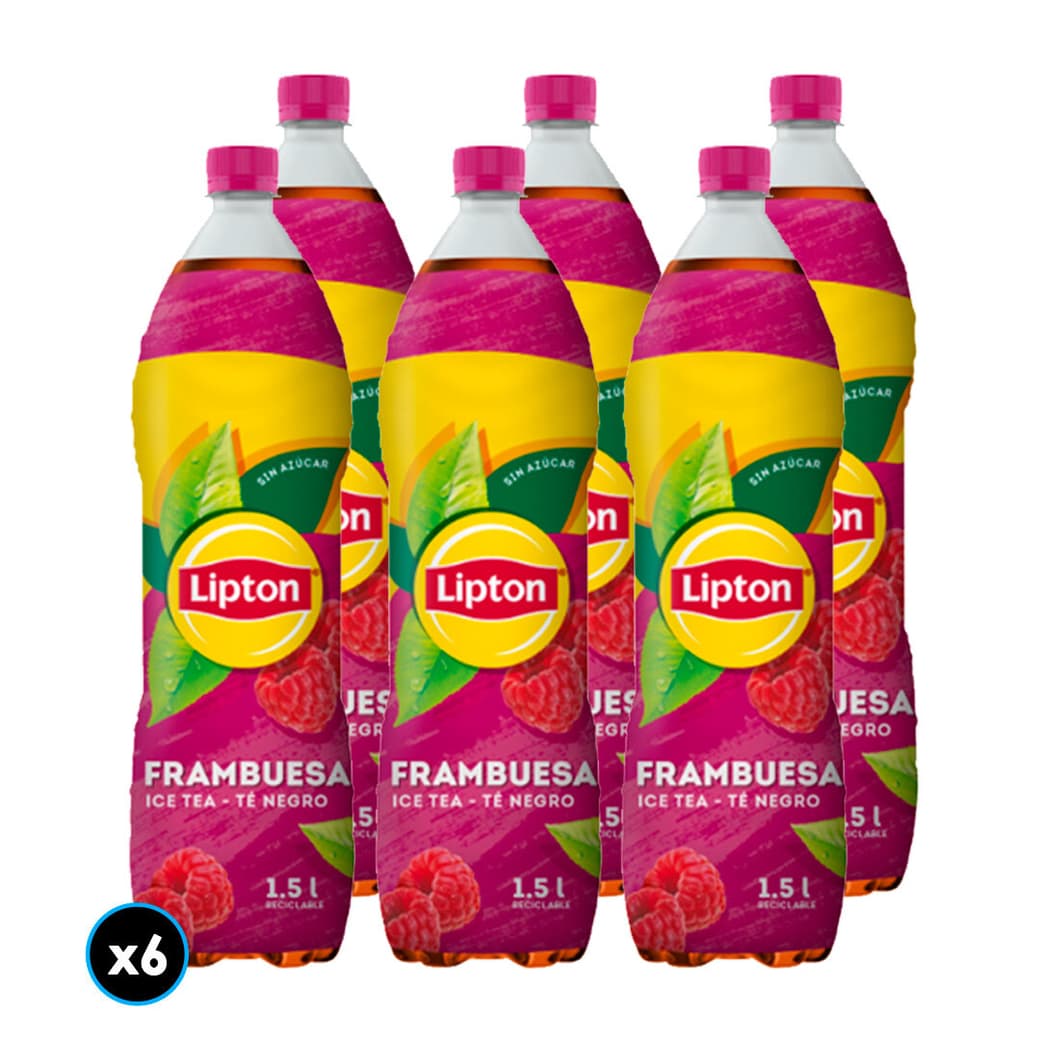 6x Té Helado Lipton Negro Frambuesa Sin Azúcar 1,5 Litros_1