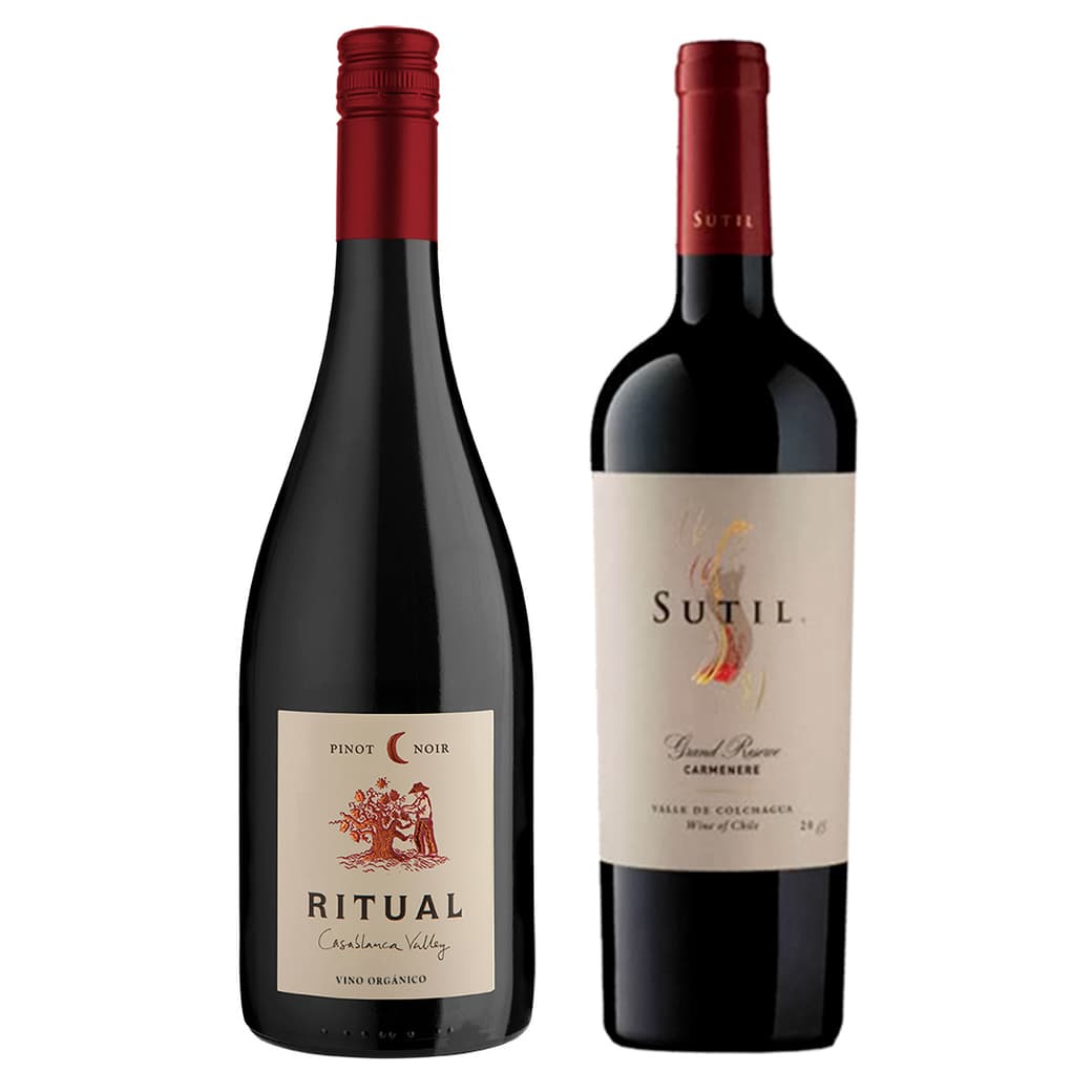 PACK DUO RITUAL SUTIL: Vino Ritual Pinot Noir 750cc + Vino Sutil Gran Reserva Carmenere 750cc_1