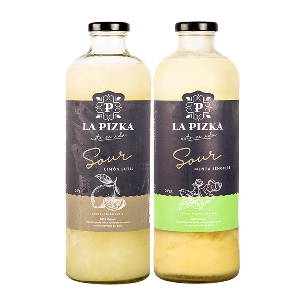 DUO LA PIZKA N°1: Pisco Sour La Pizka Clásico 1 Litro + Pisco Sour La Pizka Menta Jengibre 1 Litro_1