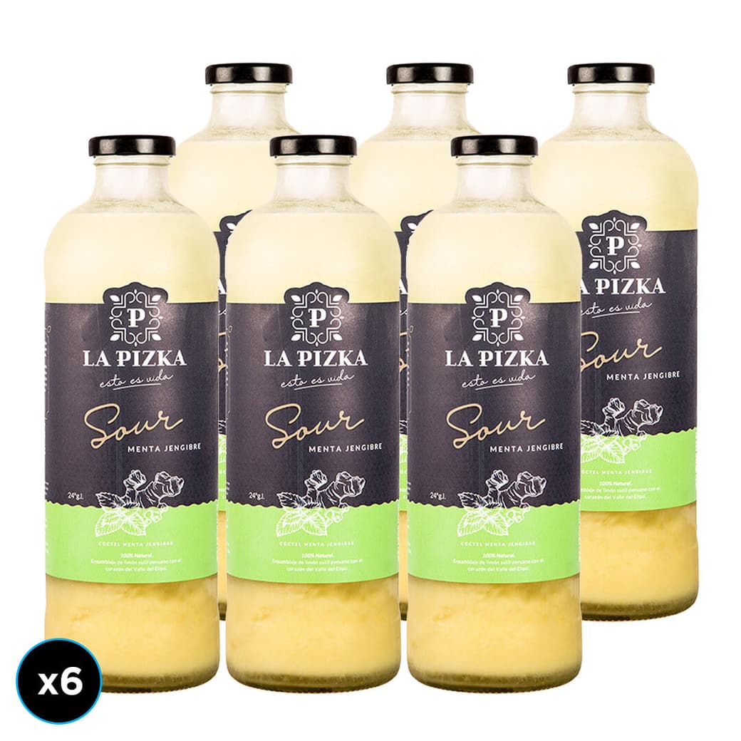 CAJA LA PIZKA MENTA JENGIBRE: 6x Sour La Pizka Menta Jengibre 1 Litro_1