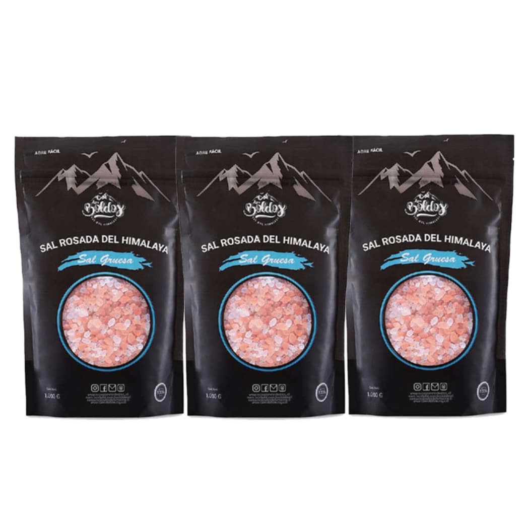 3x Sal Gruesa Rosada del Himalaya Los Boldos 1000 gramos_1