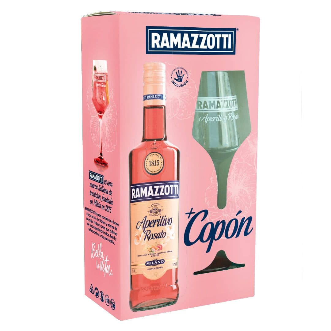 Kit Licor Aperitivo Ramazzotti Rosato 700cc 15° + copa_1