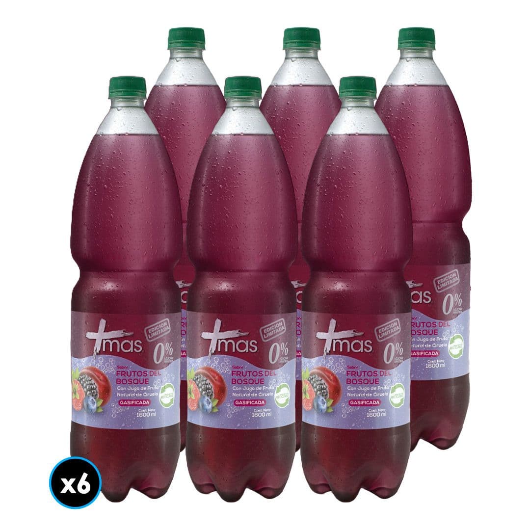 6x Agua Mas Frutos del Bosque Con Gas 1.6L_1