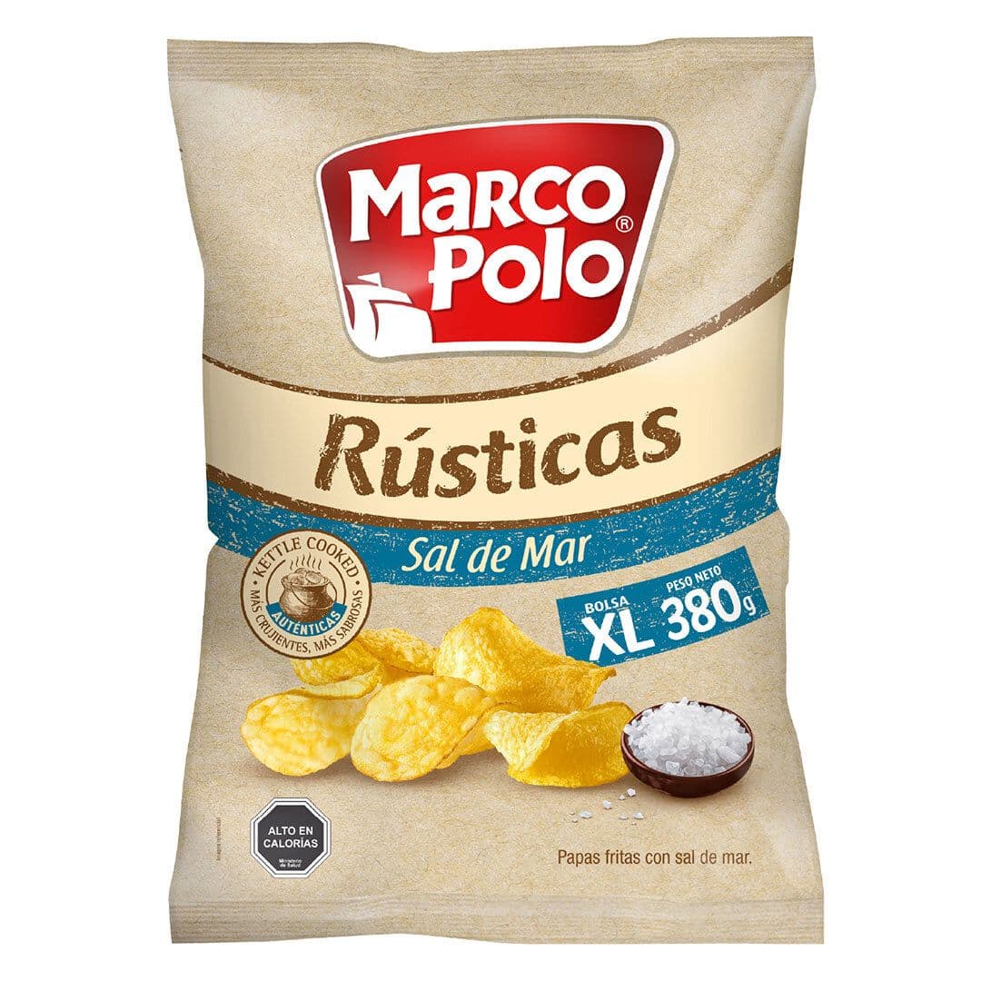 Papas Fritas Marco Polo Rústicas Sal de Mar XL 380 grs._1