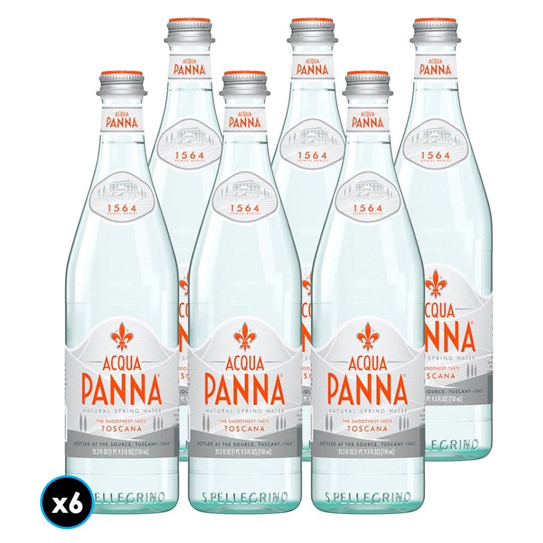 6x Agua Mineral Acqua Panna Sin Gas Botella Vidrio 750cc_1