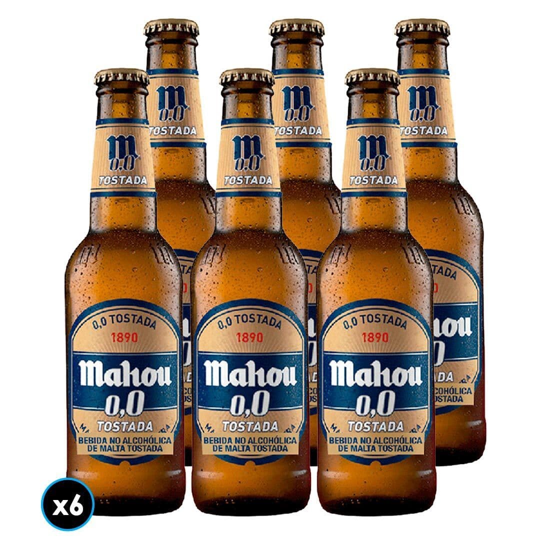 6x Cerveza Mahou Sin Alcohol Tostada Botella 330cc_1