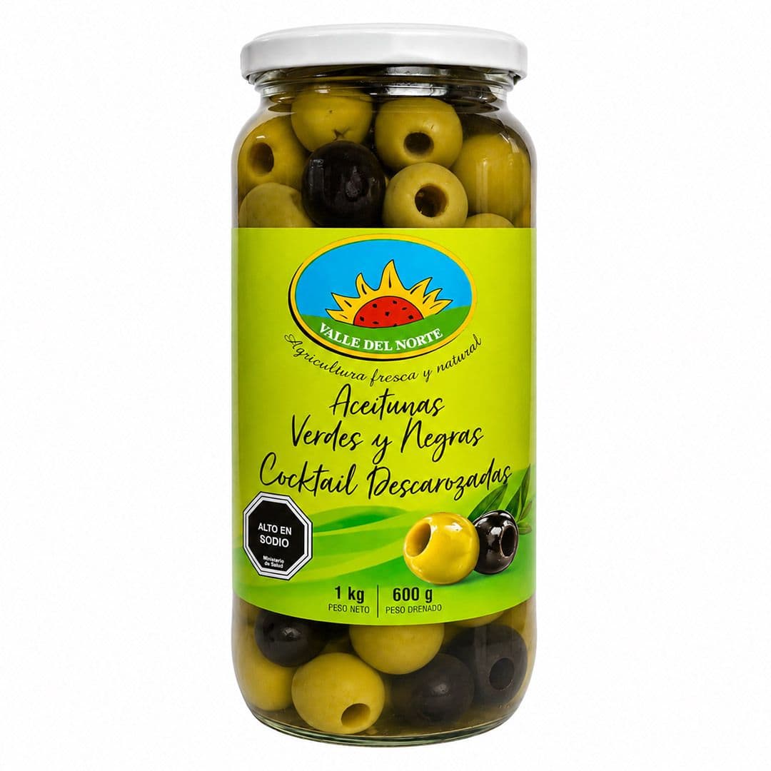 Aceitunas Valle del Norte Verdes y Negras Deshuesadas 600 grs._1