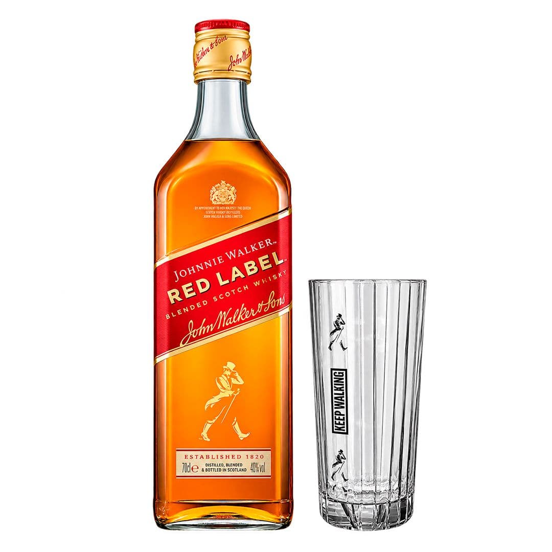 PACK JW RED LABEL: Whisky Johnnie Walker Red Label 750cc 40º alc. + Vaso Highball Johnnie Walker_1