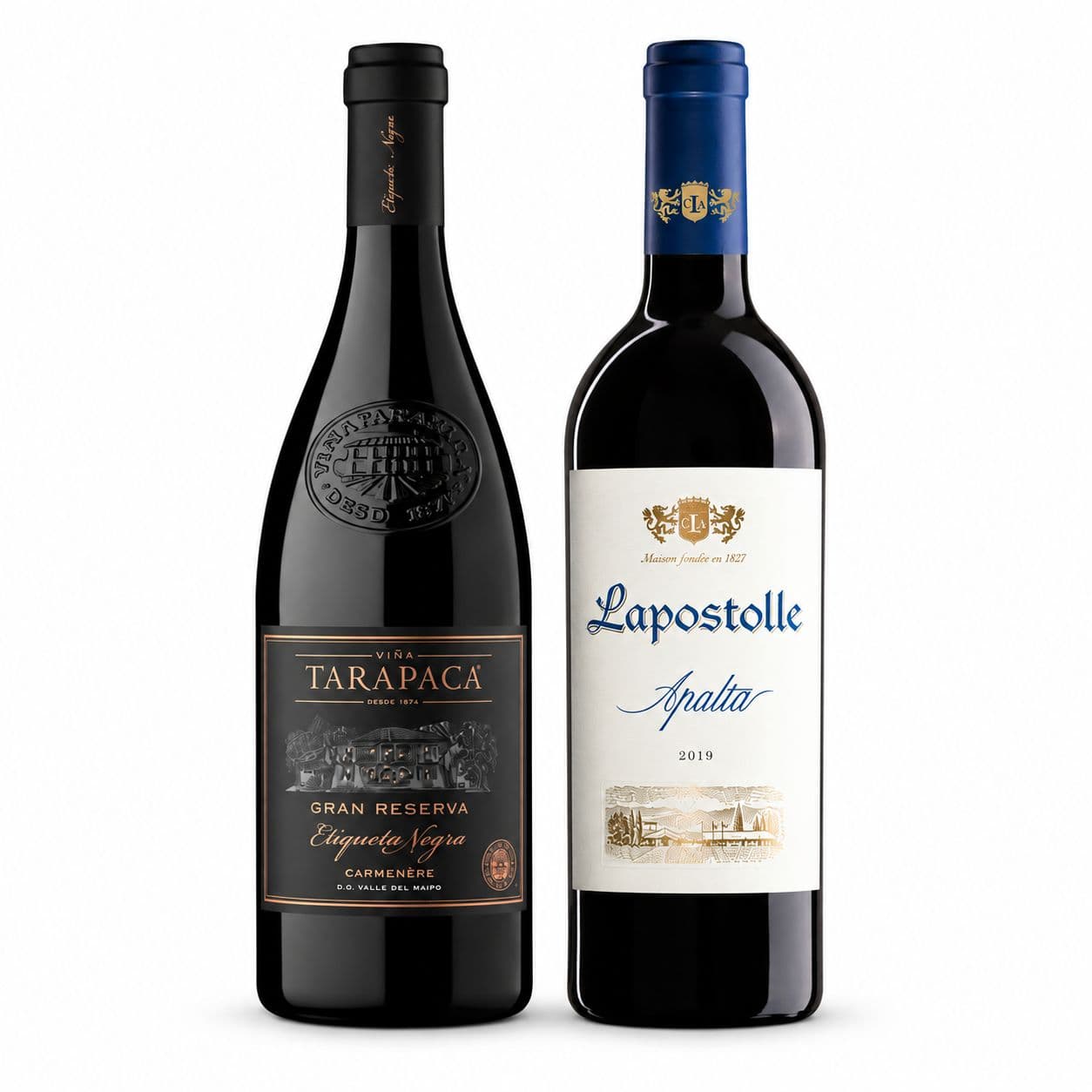 DUO PREMIUM TARAPACÁ - LAPOSTOLLE: 1x Vino Tarapacá Etiqueta Negra Carmenere 750cc + 1x Vino Lapostolle Apalta Blend 750cc_1