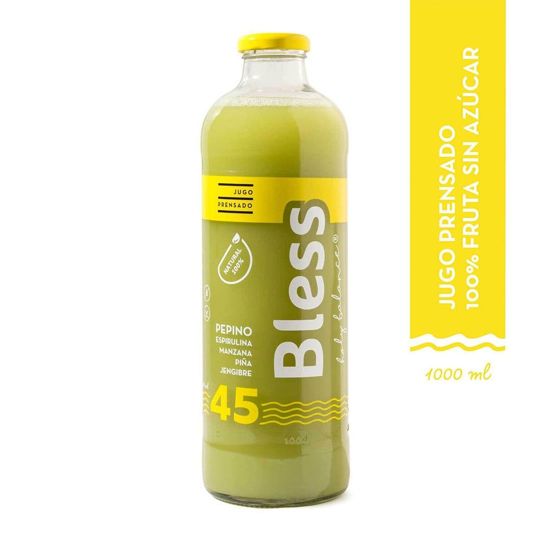 Jugo Bless 45 Pepino, Espirulina, Manzana, Piña y Jengibre 1L_1
