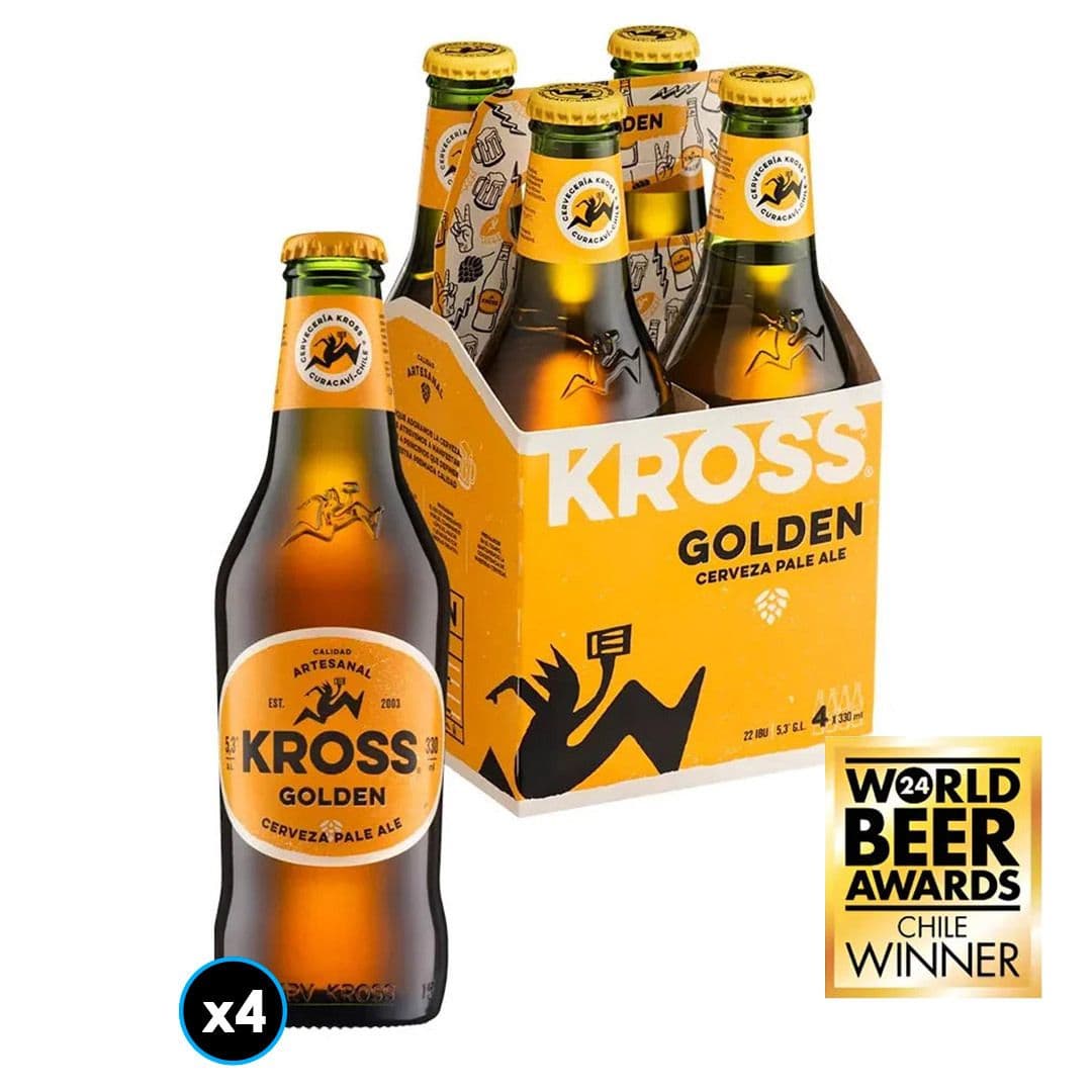 FOUR-PACK KROSS GOLDEN: 4x Cerveza Kross Golden Ale en Botella 330cc_1