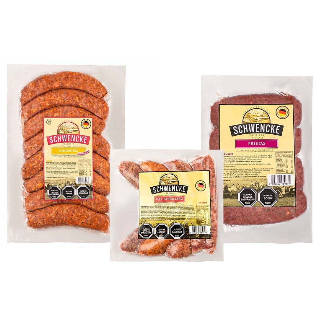 Mix Artesanal del Sur: 1× Longaniza Artesanal 1kg + 1× Mix Parrillero 500g + 1× Prieta Schwencke 400g_1