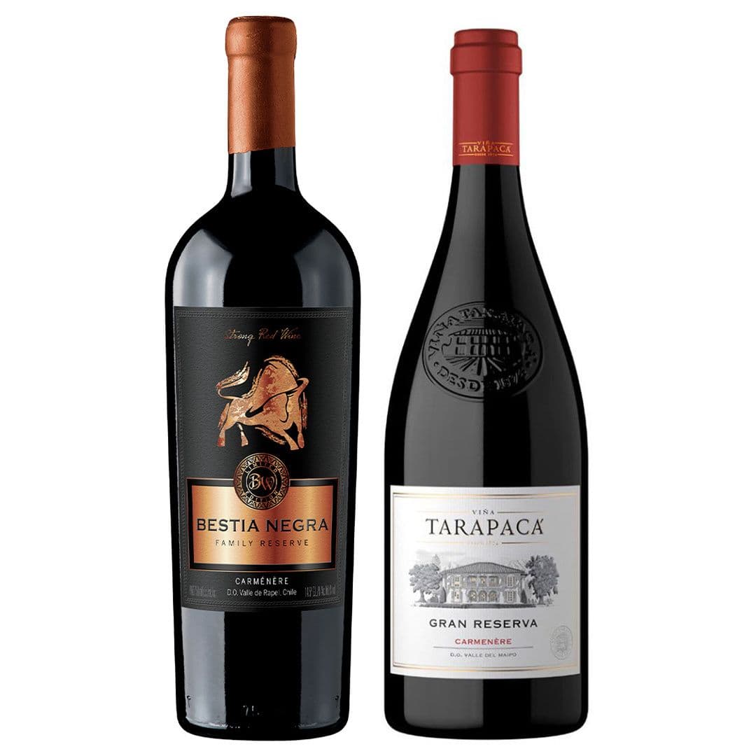 Bestia Negra + Tarapacá: 1x Vino Bestia Negra Carmenere 750cc + Vino Tarapacá Gran Reserva Carmenere 750cc_1
