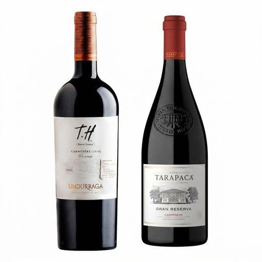 DUO TARAPACÁ - UNDURRAGA: 1x Vino Tarapacá Gran Reserva Carmenere 750cc + 1x Vino Undurraga TH Peumo Carmenere 750cc _1