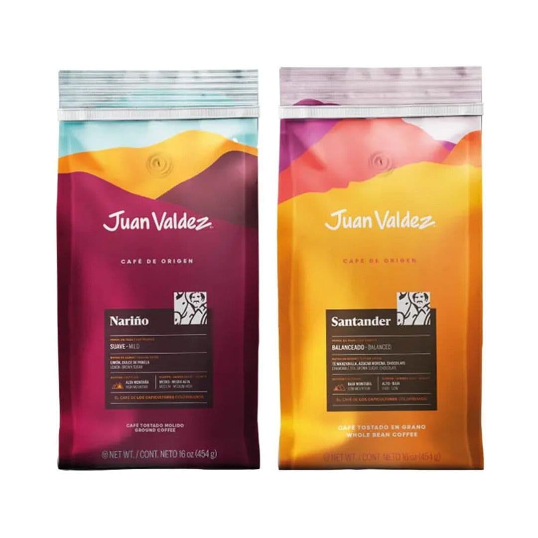 DÚO CAFÉ EN GRANO JUAN VALDEZ (Nariño - Santander): 2x Variedades 454 grs._1