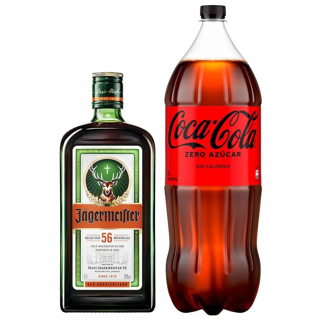 Pack: Licor Jagermeister 700cc 35º alc. + Bebida Coca-Cola Zero Azúcar 3 L SKU 80626_1