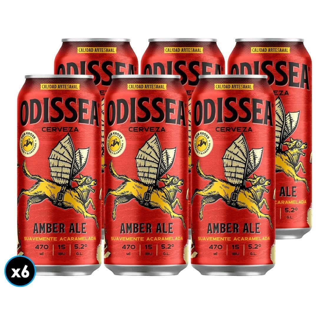 6x Cerveza Odissea Amber Ale Lata 470cc_1