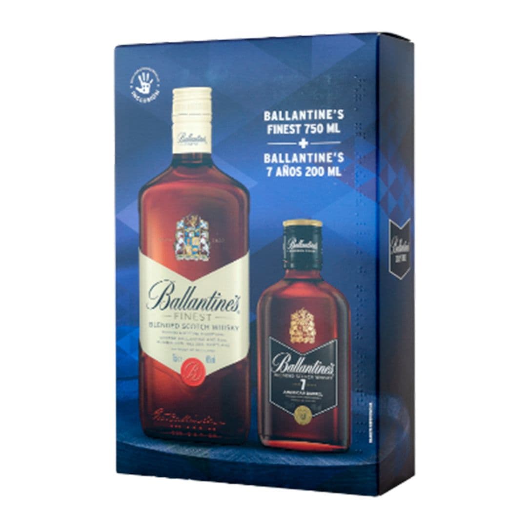 KIT BALLANTINES: Whisky Ballantines Finest 750cc 40º alc. + Whisky Ballantines 7 años 200cc 40º alc._1