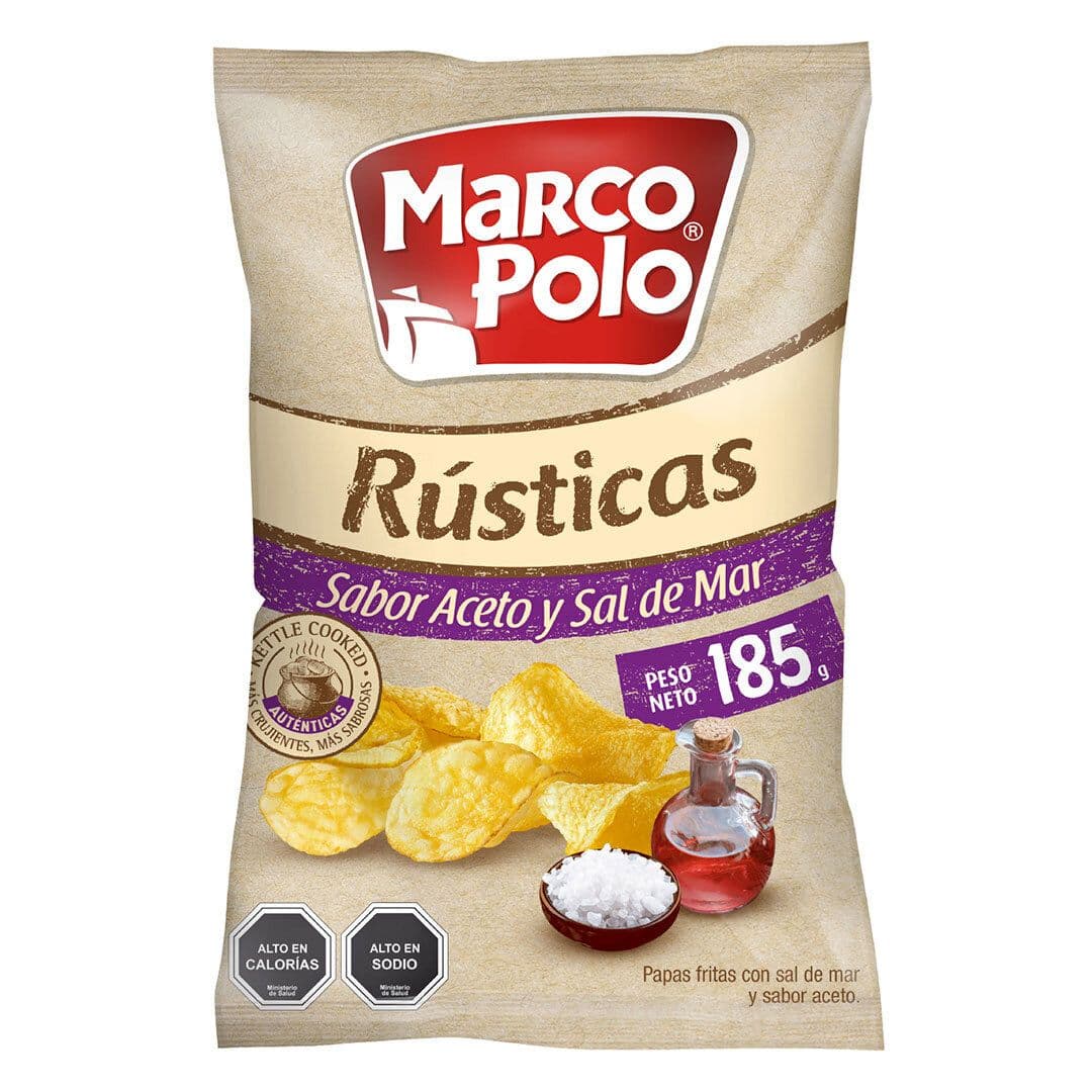 Papas Fritas Marco Polo Rústicas Aceto y Sal de Mar 185 grs._1