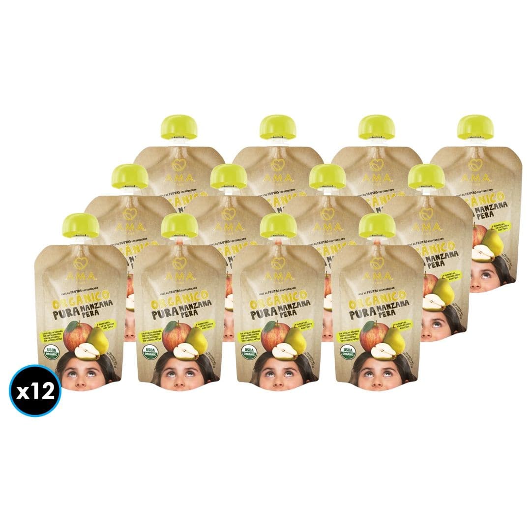 12x Puré Orgánico Ama Manzana-Pera 90 gramos_1
