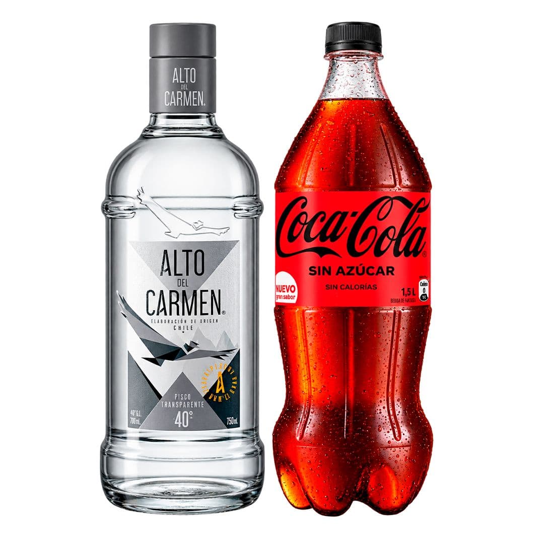 PACK PISCOLERO N°3: Pisco Alto del Carmen Transparente 750cc 40º alc. + Bebida Coca-Cola Zero Azúcar 1.5 L_1
