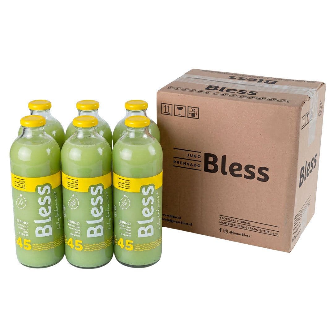 6x Jugo Bless 45 Pepino, Espirulina, Manzana, Piña y Jengibre 1 L_1