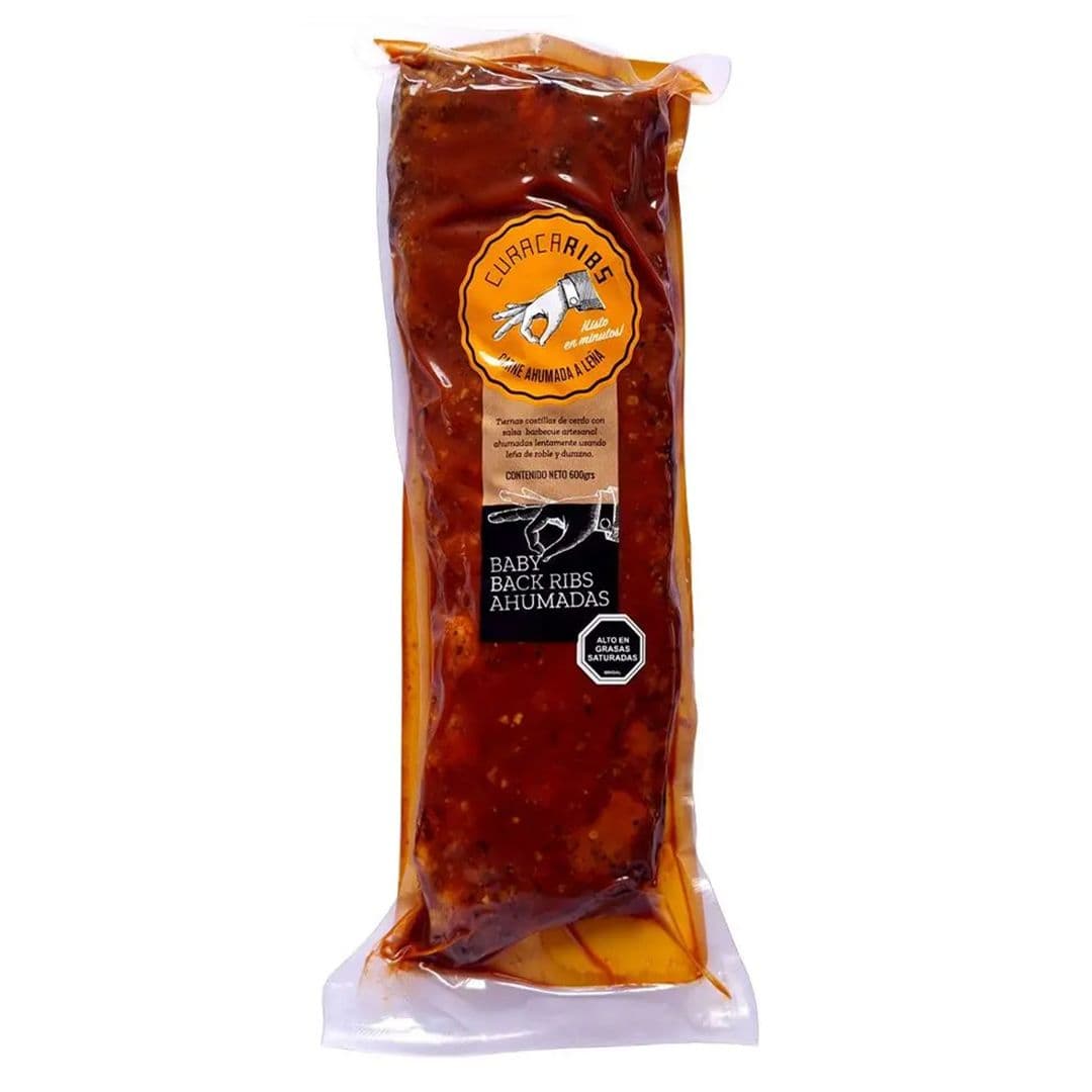 Curacaribs Baby Back Ribs Ahumadas con Salsa Barbecue 600 grs._1