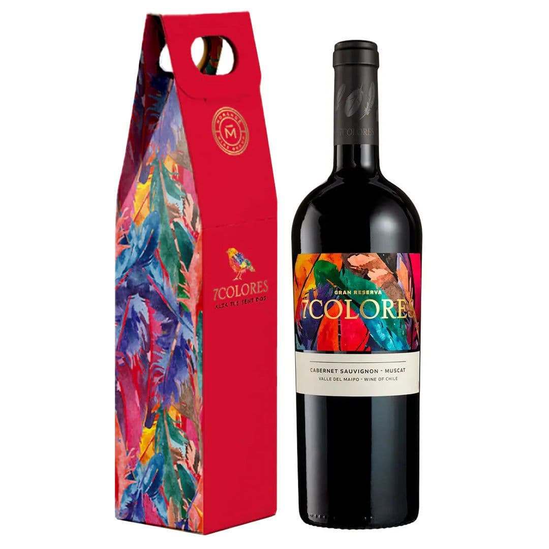 PACK 7 COLORES CABERNET SAUVIGNON-MUSCAT + BOLSA DE REGALO: 1x Vino 7 Colores Gran Reserva Cabernet Sauvignon-Muscat 750cc + 1x Regalo Bolsa 7 Colores _1