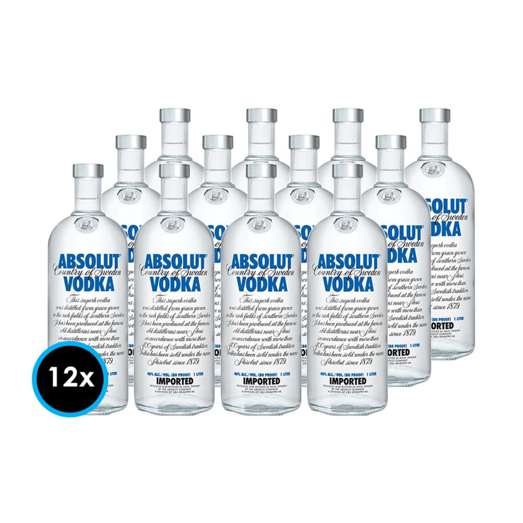 CAJA VODKA ABSOLUT BLUE 1 LTRO: 12x Vodka Absolut Blue 1 Litro_1