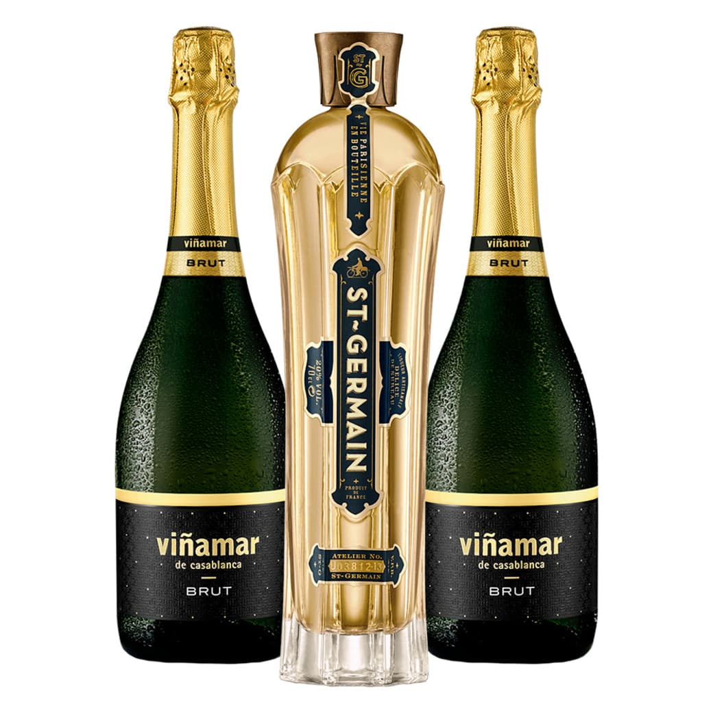 PACK SAINT GERMAIN - VIÑAMAR: 1x Saint Germain Licor de Flores de Sauco 750cc + 2x Espumante Viñamar Charmat Brut 750cc_1