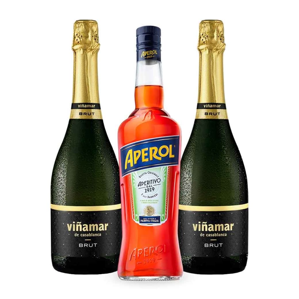 PACK APEROL VIÑAMAR: Licor Aperol 750cc + 2x Espumante Viñamar Charmat Brut 750cc_1